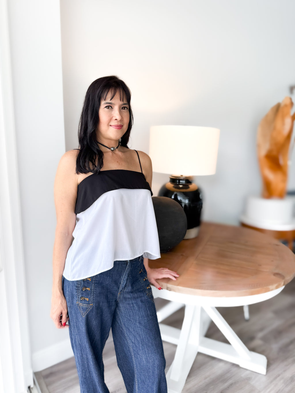 Banded Tank in Viscose