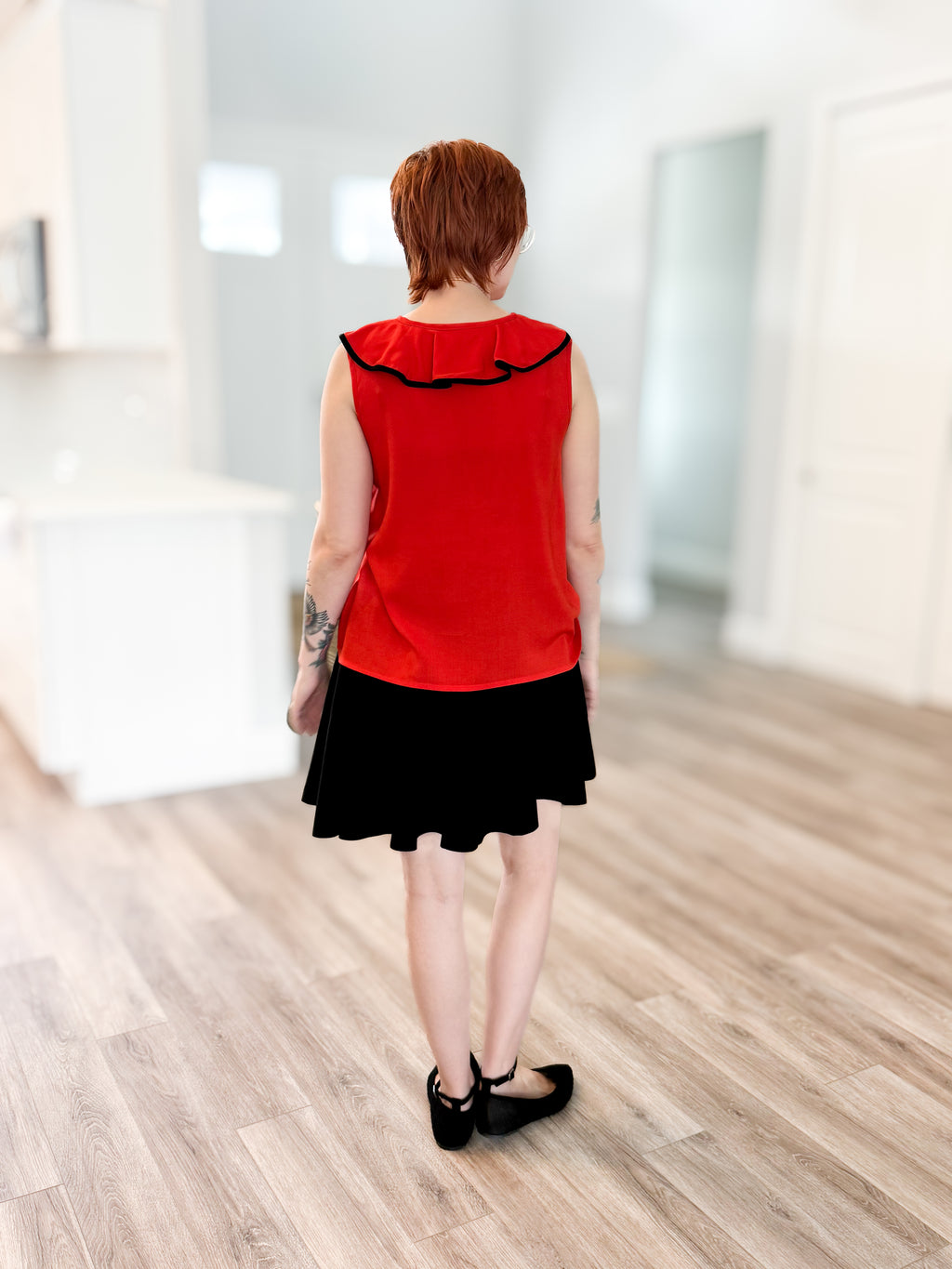 Ruffle Neck Top in Viscose